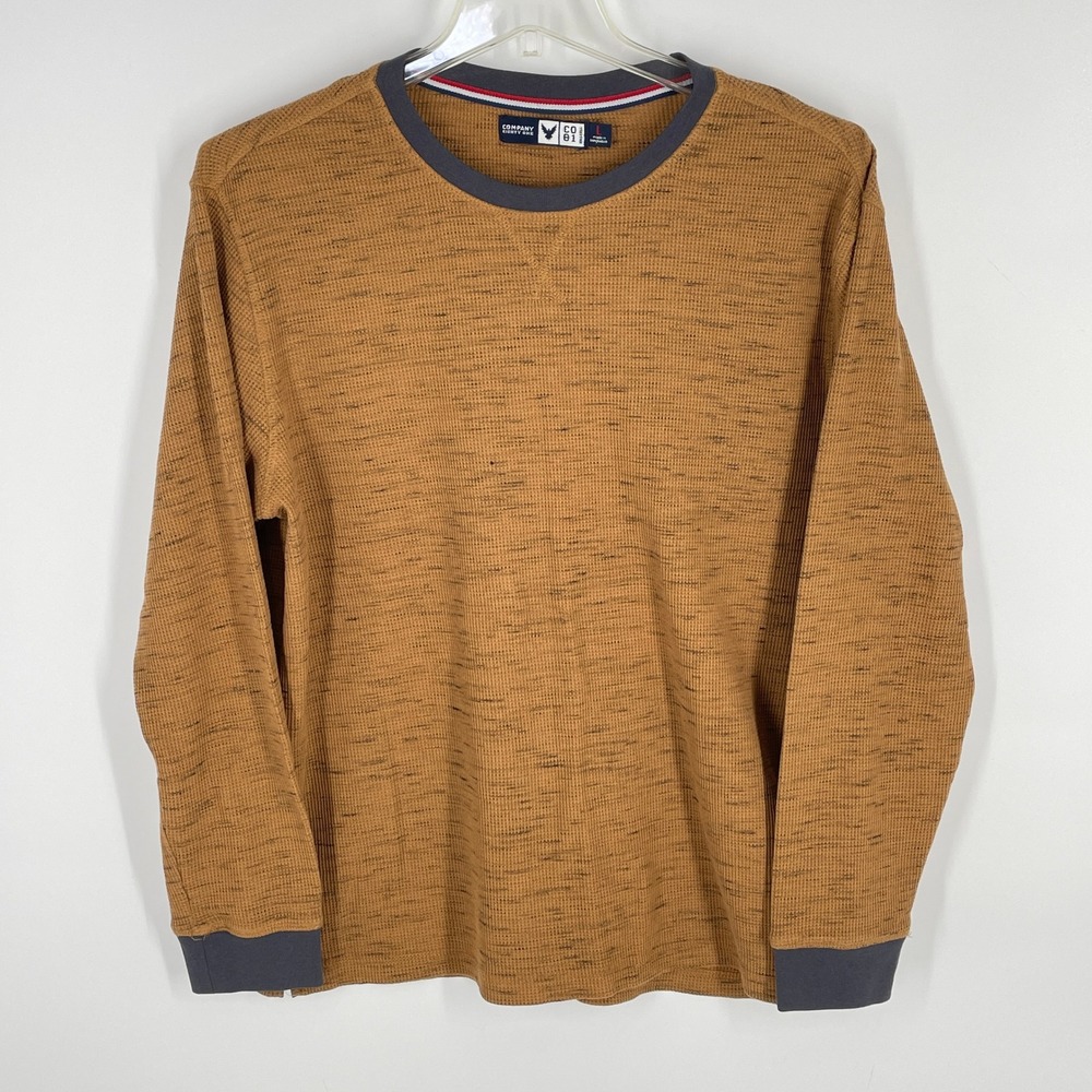 Company Eighty One Mens‎ Waffle Knit Long Sleeve Shirt Mustard L